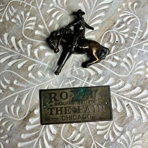 Vintage “Royal Manufactured for the Fair-Chicago”Plaque with Metal Rider/Horse